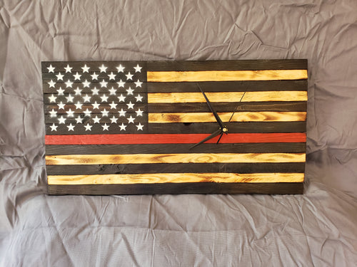 9.5x18 Thin Red Line 'Fire' Flag Clock