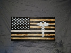 13 x 24 Thin White Line 'Medical Caduceus' Flag with White Stencil