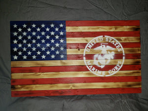 13 x 24 Traditional 'Military Marines' Flag with White Stencil