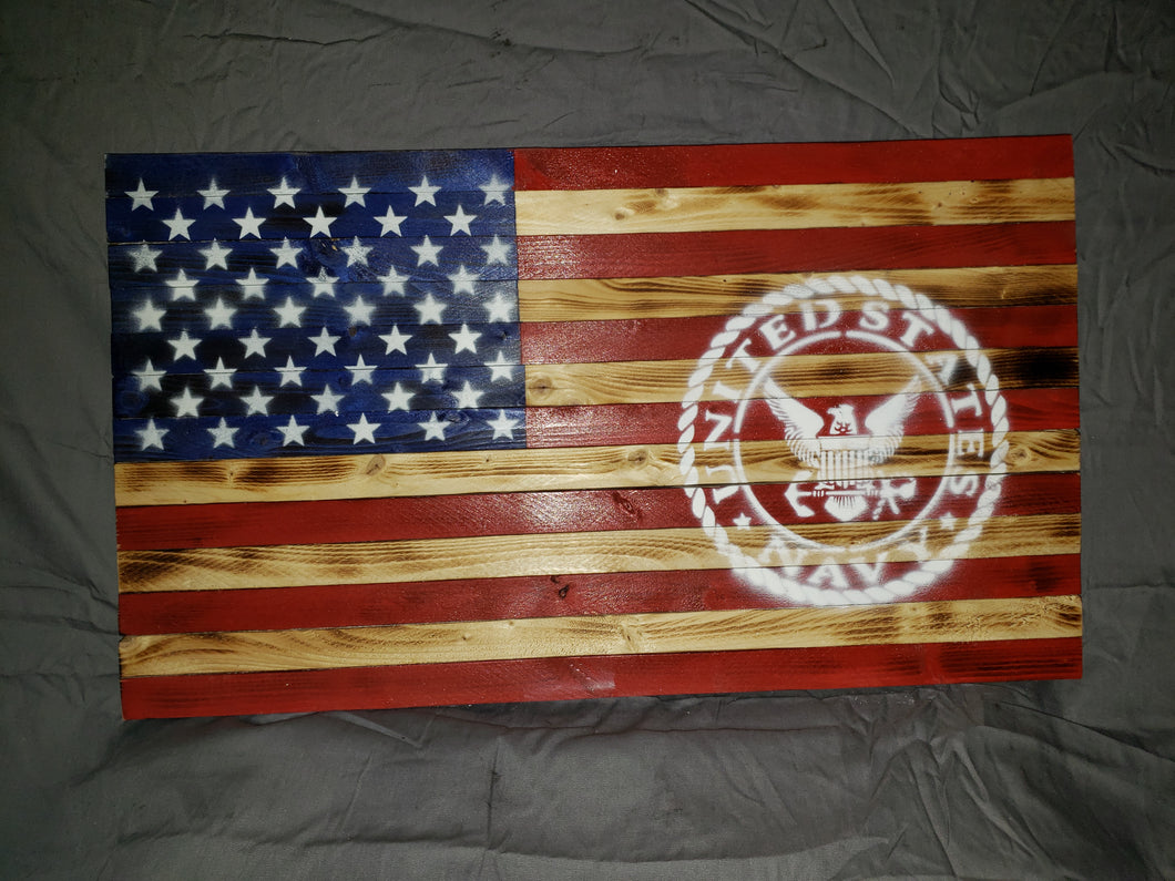 13 x 24 Traditional 'Military Navy' Flag with White Stencil