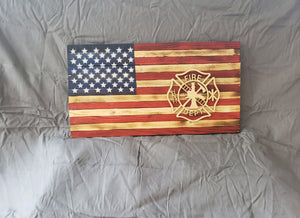 9.5 x 18 Traditional 'Fire Maltese Cross' Flag with Wood Stencil