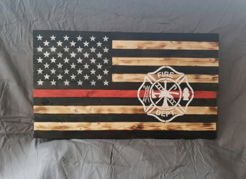 13 x 24 Thin Line 'Fire Maltese Cross' Flag with White Stencil