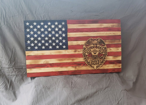 13 x 24 Traditional 'Police Chief' Flag with Wood Stencil