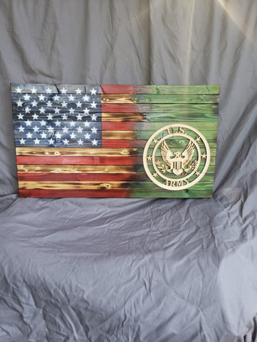 13 x 24 Traditional Half Green 'Military Army' Flag with Wood Stencil