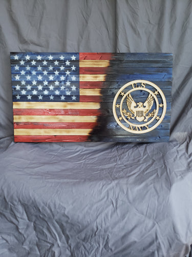 13 x 24 Traditional Half Blue ' Military Navy' Flag with Wood Stencil