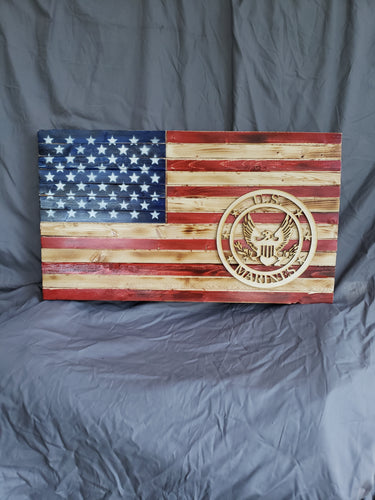 13 x 24 Traditional 'Weathered' Military Marines Flag with Wood Stencil