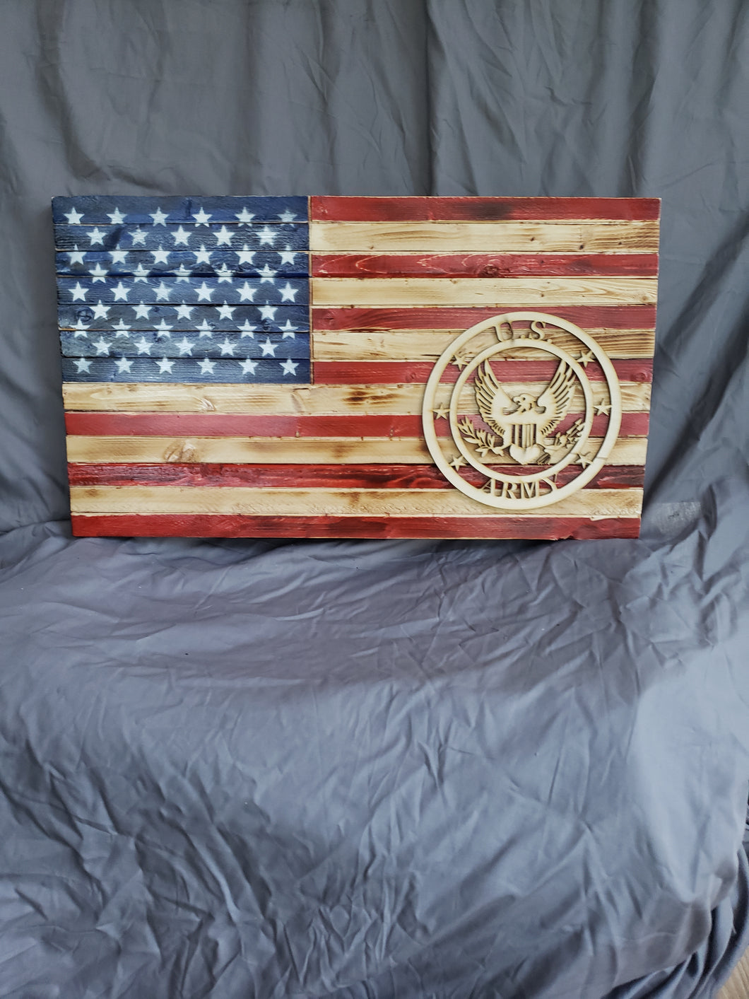 13 x 24 Traditional 'Weathered' Military Army Flag with Wood Stencil