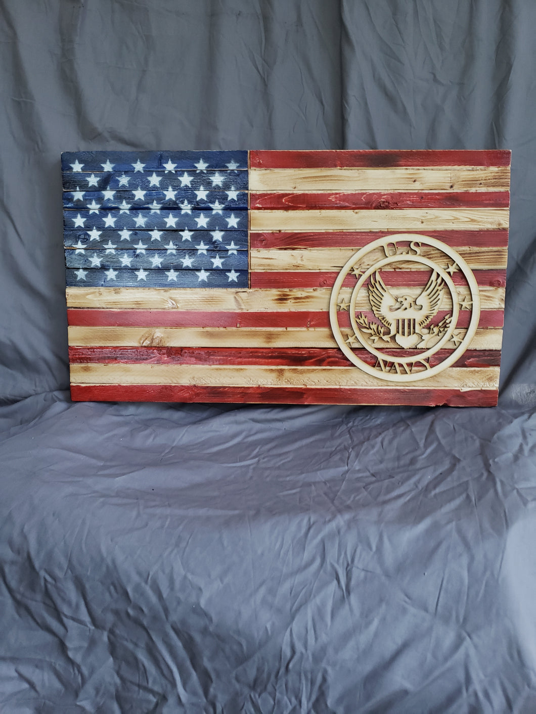 13 x 24 Traditional 'Weathered' Military Navy Flag with Wood Stencil