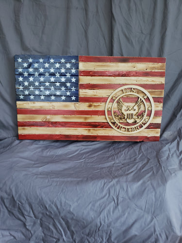 13 x 24 Traditional 'Weathered' Military Air Force Flag with Wood Stencil