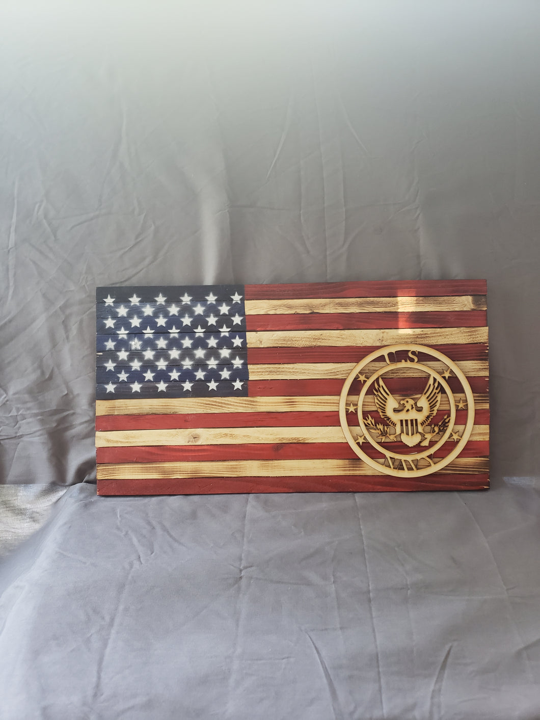 9.5 x 18 Traditional 'Military Navy' Flag with Wood Stencil