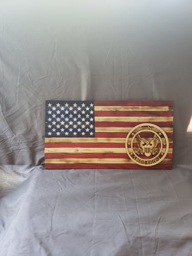 9.5  x 18 Traditional 'Military Air Force' Flag with Wood Stencil