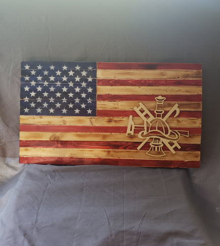 13 x 24 Traditional 'Fire Vector Symbols' Flag with Wood Stencil