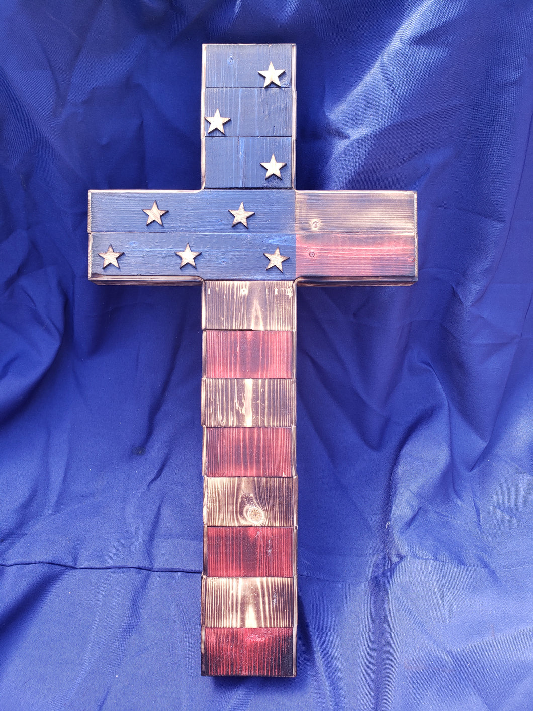 23x12 Traditional Cross Flag With Wood Stars