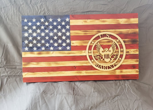 13 x 24 Traditional 'Military Marines' Flag with Wood Stencil