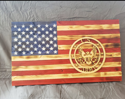 13 x 24 Traditional 'Military Army' Flag with Wood Stencil